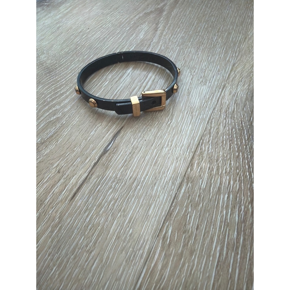Michael Kors Black and Rose Gold Studded Buckle Bangle Bracelet
